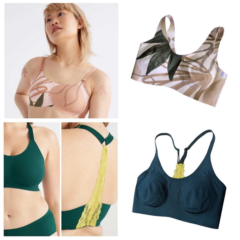 Knix Abstract and Teal Bras with Lace